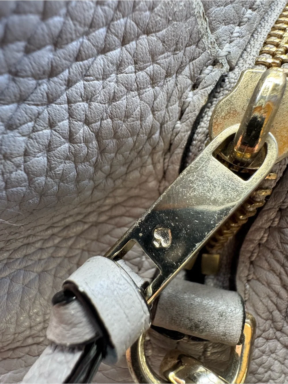 kate spade Gray Pebbled Leather Satchel with Crossbody Strap